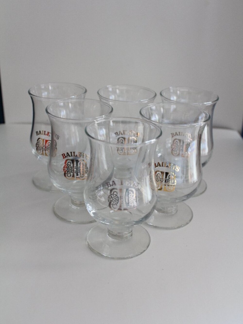 ☀️ 4/$20 Baileys  Shot Tulip Glasses Lot of 6  Celtic Knot Vintage